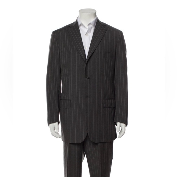 [SOLD] ISAIA Grey Pinstripe Suit In Perfect Condition - Size IT50 - Picture 1 of 7